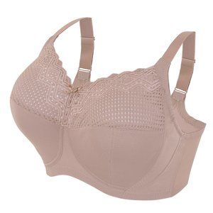 Set of 3! 50G Plus-Size Glamorise COMFORT LIFT Wireless Bra SOFT-LACE Taupe NEW